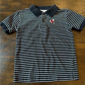 Boys Black & White Stripe UGA Polo Shirt with Embroidered Bulldog